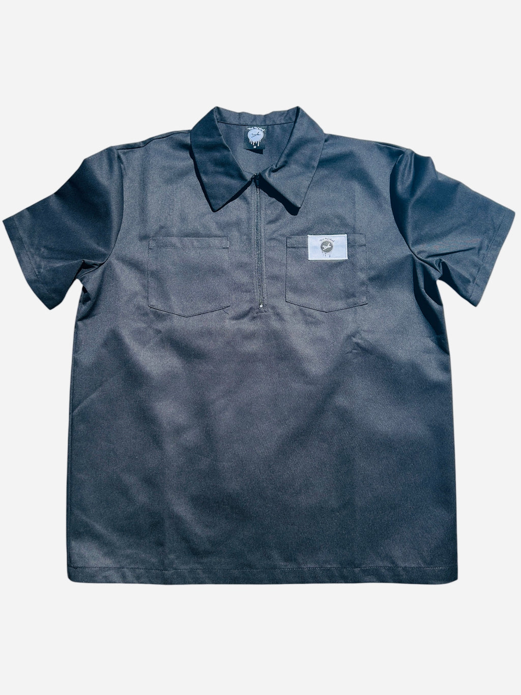 Short Sleeve 1/2 Zipper Shirt- Black